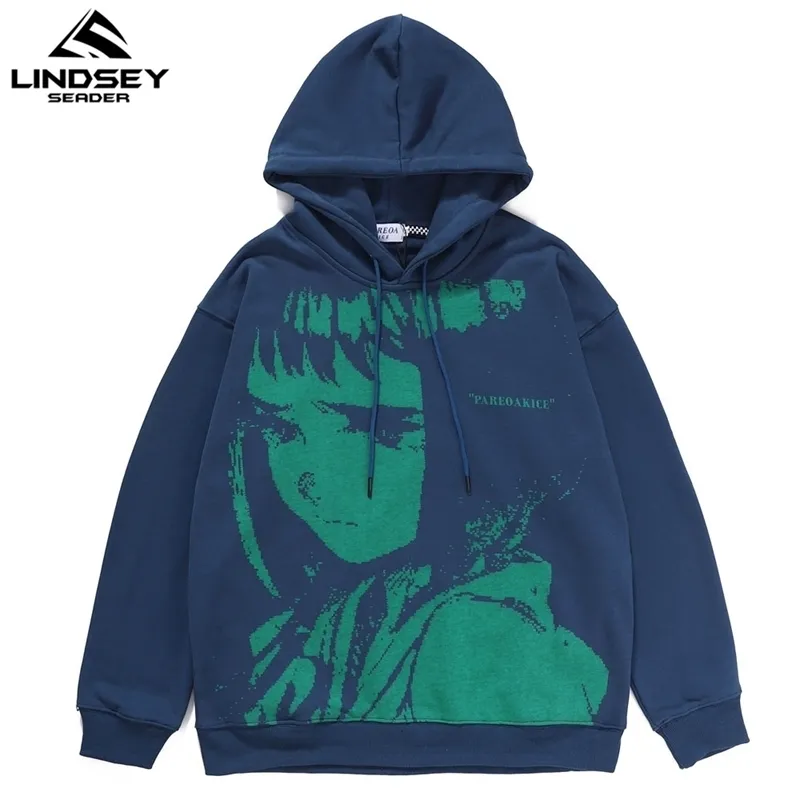 Lindsey Seader Hoodies anime dziewczyna nadrukowana bluzy bluzy męskie harajuku moda pullover hip hop swobodne staboła uliczne 201113