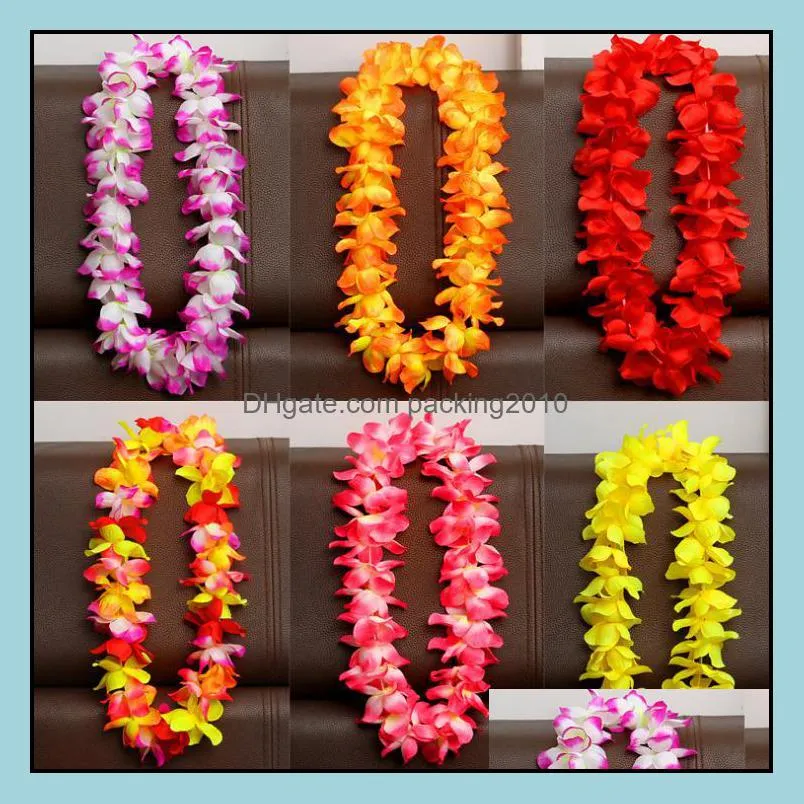 Decorative Flowers Wreaths Festive Party Supplies Home Garden Artificial Wreath Decoration Hawaiian Flower Leis We Dhgao