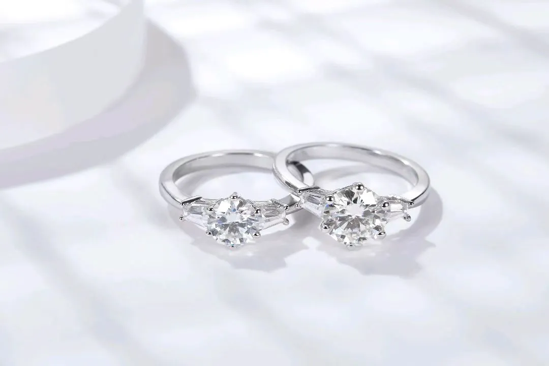 Moissanite 925 Sterling Silver Rings Simples promessa noivado de casamento Presente de amor