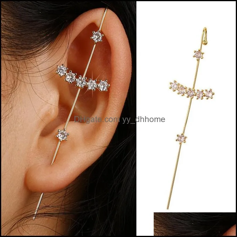 ear crawler hook earrings for women girls fashion cuff studs set rhinestone piercing earring charm jewelry valentine`s day gifts