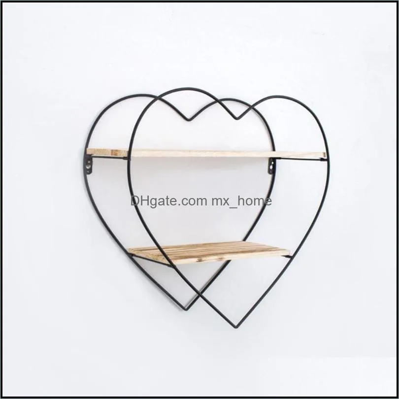 Other Home Decor Nordic Wrought Iron Heart-Shaped Rack Bedroom Living Room Storage Shelf Modern Minimalist Creative Bookshelf