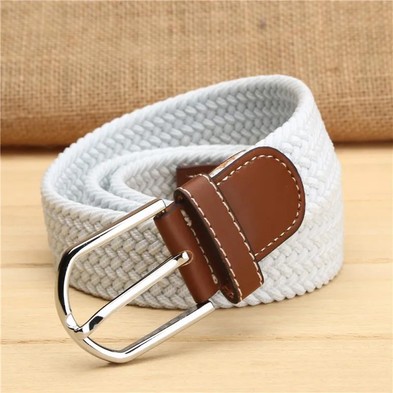 Riemen roodbruine lederen riem mannen dames mode taille smal stretch jurk broek gespog canvas taillebandbelts