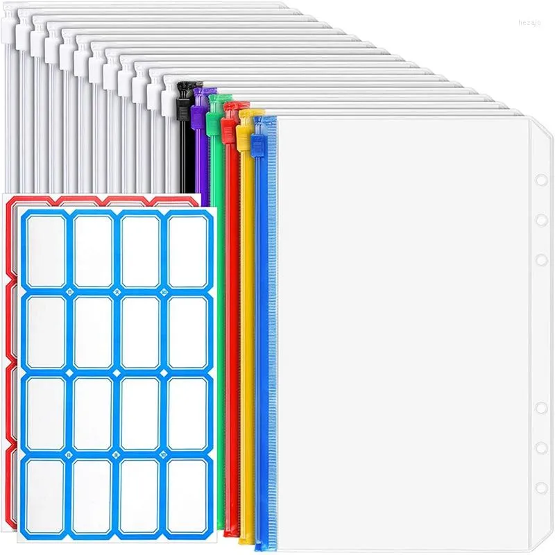 Papel de regalo PPYY-12 bolsas transparentes 6 sobres de carpeta con cremallera adecuados para 6 cuadernos presupuesto en efectivo impermeable documento BagGift