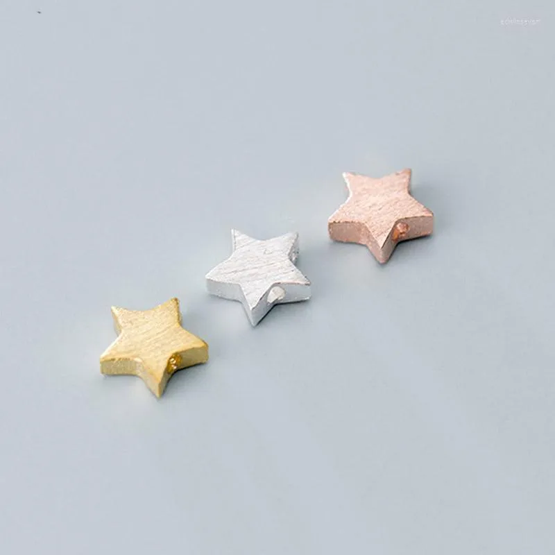 Other 1pcs 925 Sterling Silver Electroplated Gold Drawing Star Spacer Beads 4.5mm 6.5mm Pretty S925 Separator DIY Jewelry Edwi22