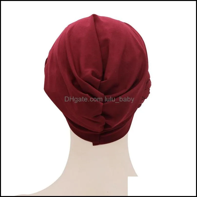 women girl hair care braid cross pure color caps night sleep hats head wrap elastic soft bonnet headwear