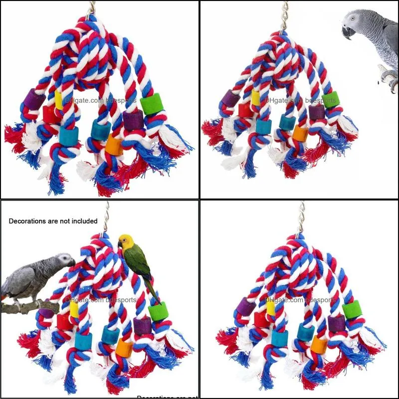Other Bird Supplies Accessories Durable Training Budgie With Hook Standing Swing Cockatiel Hanging Cotton Blend Parrot Chew Toy Pet