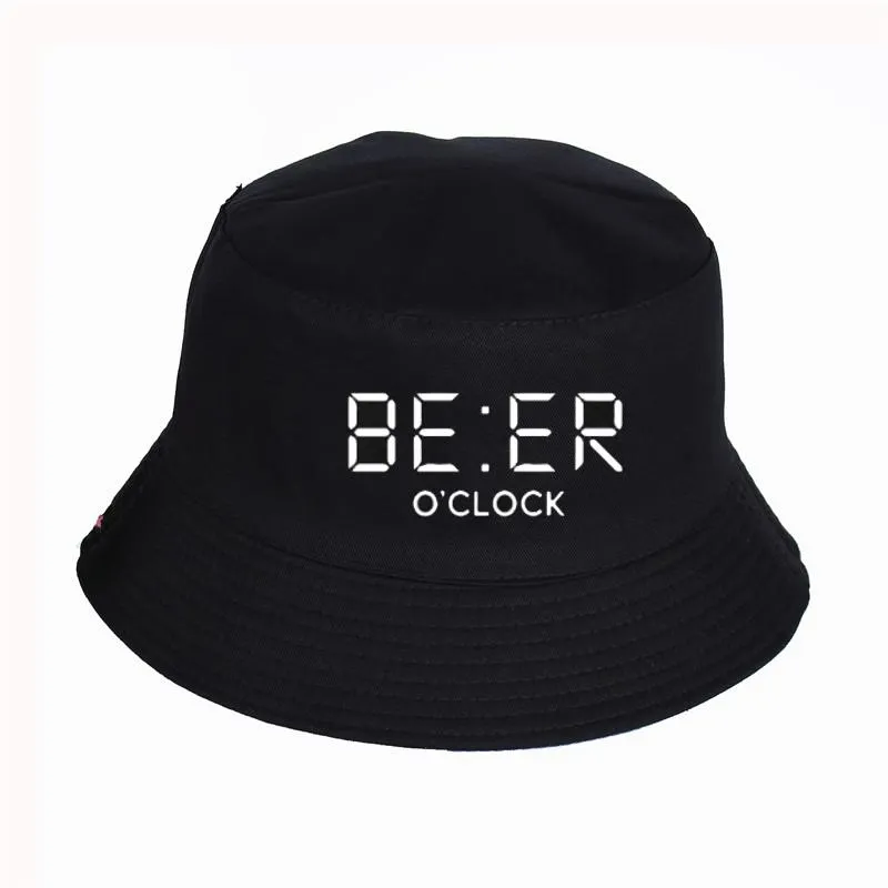 Berets the Coolmind 100 ٪ Cotton Funny Beer Oclock Print Ducket Hat Cool Summer Sundscreen Hats Women Men Fisherman