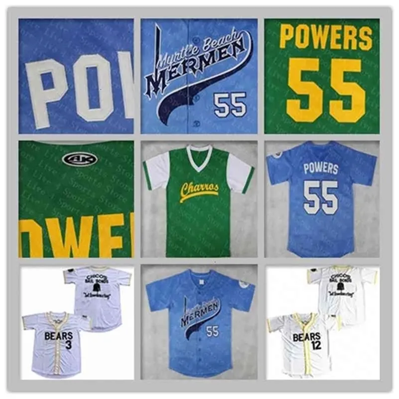 Chen37 Maglie da baseball del film messicano Charros 55 Kenny Powers Uomo Cauzioni vintage di Chico Bad News Bears 12 Tanner Boyle 3 Kelly Leak Jersey