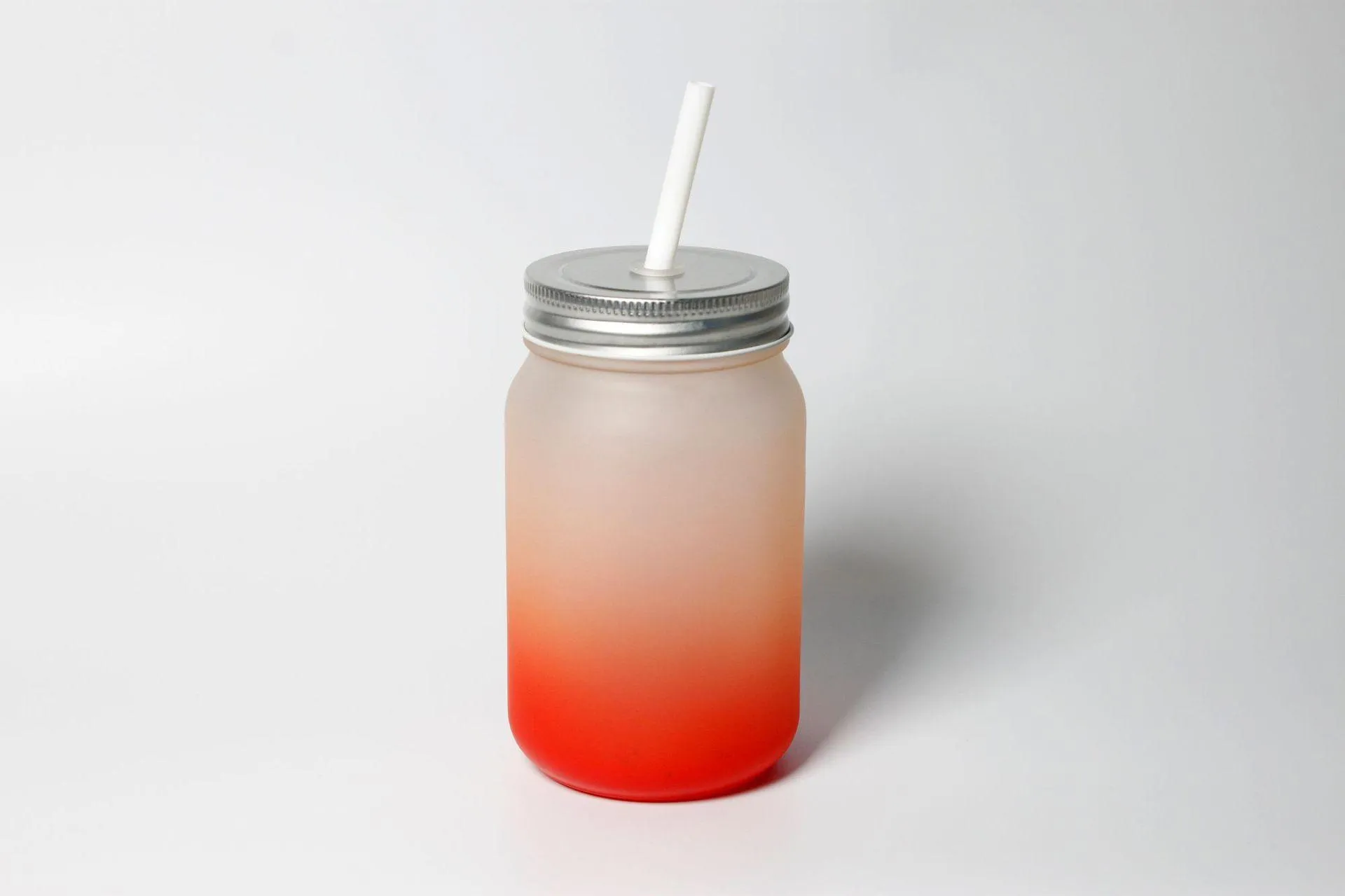 12oz Sublimation Blank Frosted Glass Mugs Gradient Color Mason Jar With Lid Plastic Straw Cup Free DHL HH22-42
