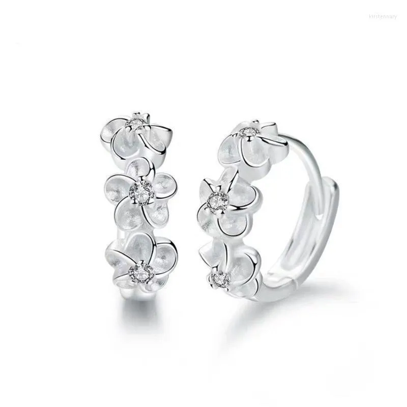 Orecchini a perno in argento sterling 925 Piccolo fiore rotondo con ciondolo femminile Regalo di gioielliStud Kirs22