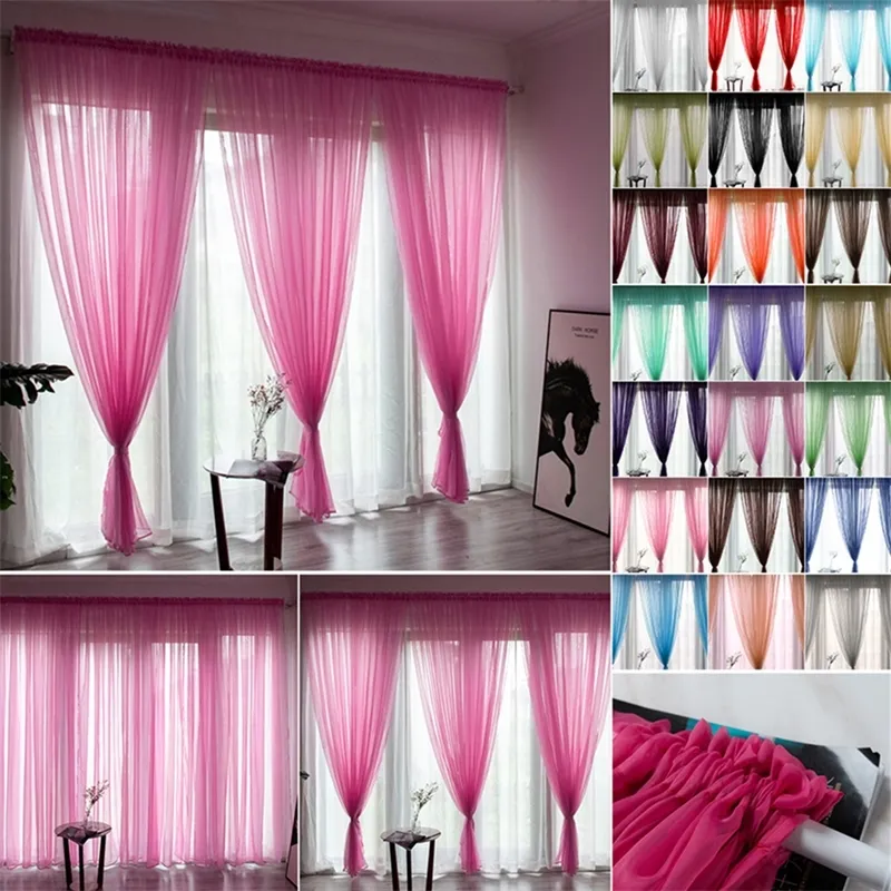 Solid Color Line Curtain Window String Curtains For Living Room Bedroom Drape Panel Sheer Tulle Modern Treatments W220421