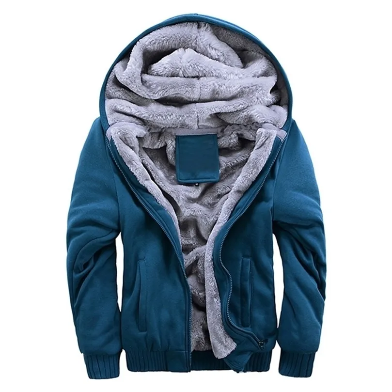 Dihope Winter Tracksuit Mężczyzna moda zagęszcza aksamitne z kapturem ciepłe grube z kapturem Solid Moleton Masculino Bluza LJ200826