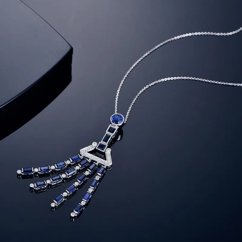 Colares pendentes de estilo coreano Tassels Design colar embutido exclusivo de zircônia cúbica para mulheres noivado de casamento Jóia de joalheria pico de jóia