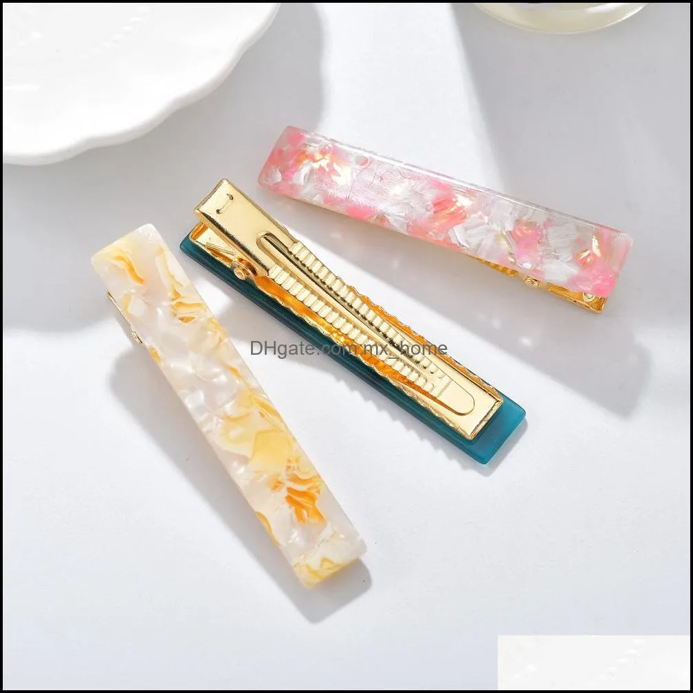 Hair Clip Barrettes Accessories Acrylic Hairpin Women Girls Acetate Leopard Print Rectangle Waterdrop Tin Foil Shiny Hairgrip 20pcs