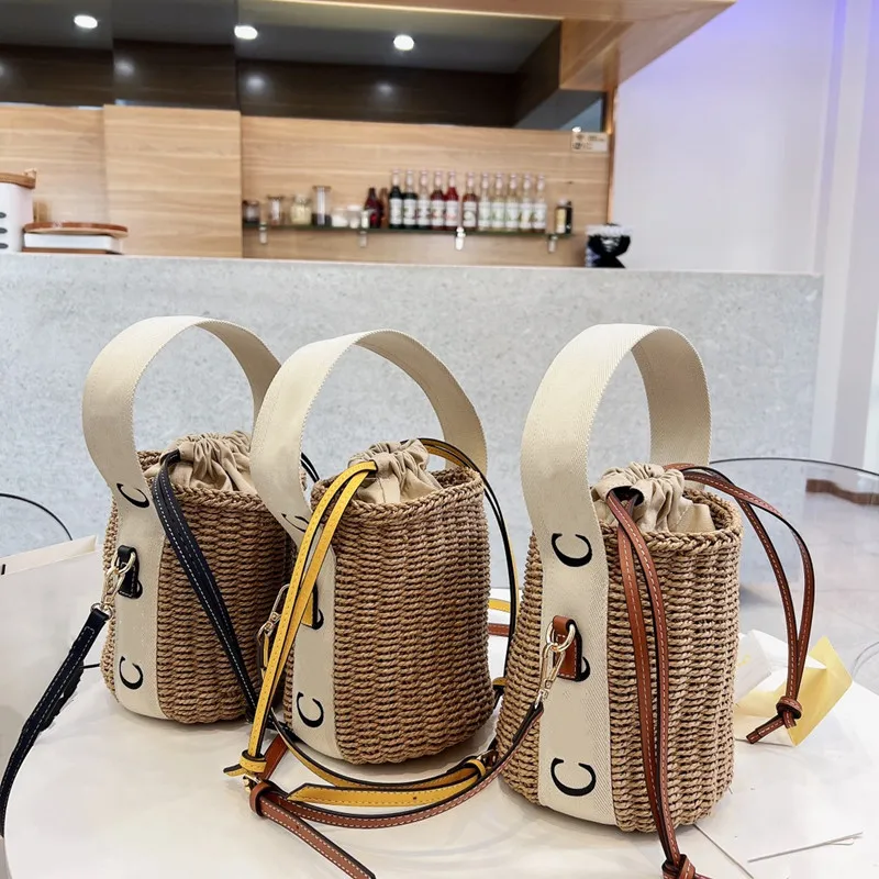 Woman WOODY Straw Bags designerväska crossbody axelväska Woody Handbags Beach Cross Body Virkade handväskor Mode 5A Kvalitet