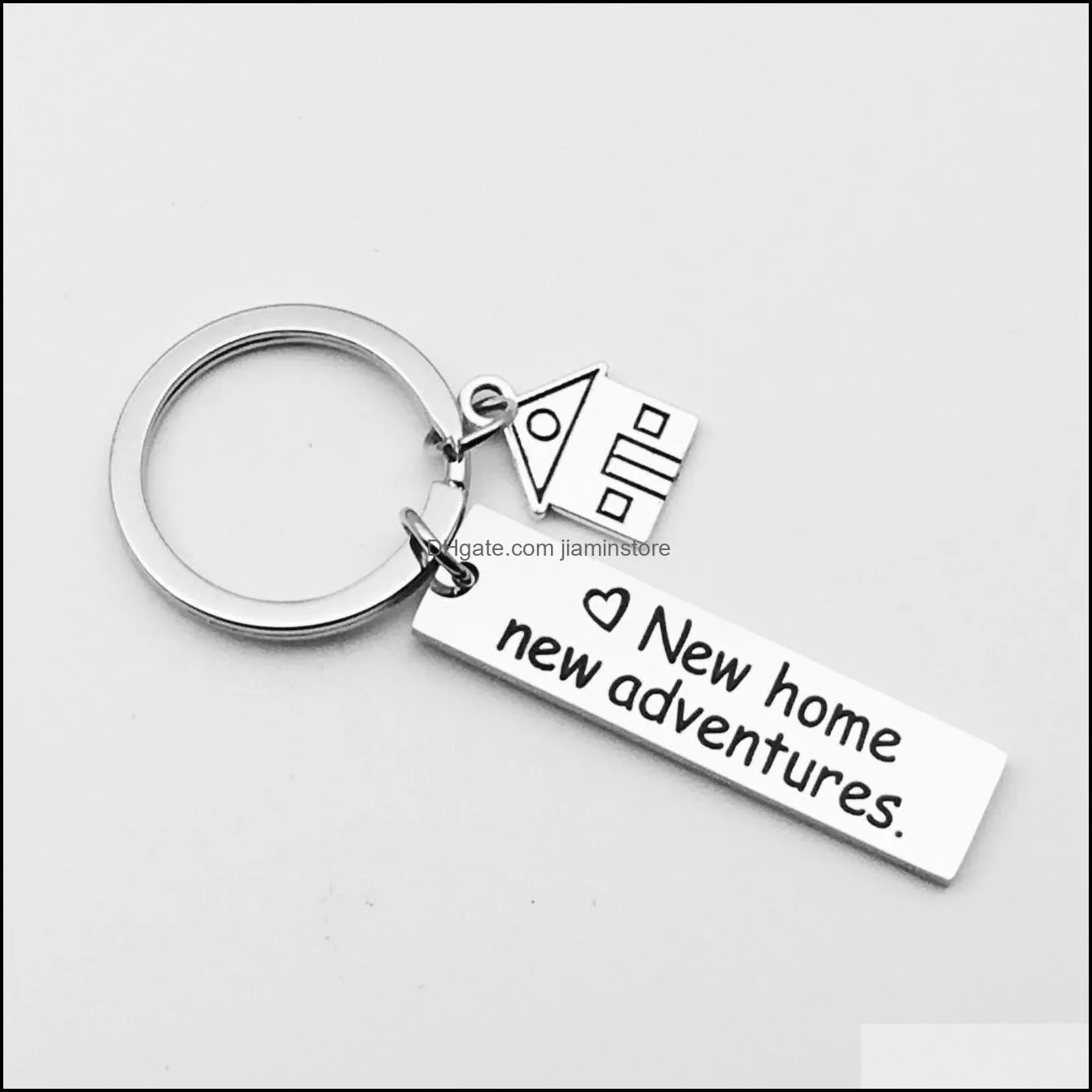 Home New Adventures Keychains Letters Key ring Housewarming Gift Realtor Closing Jewelry Sweet House