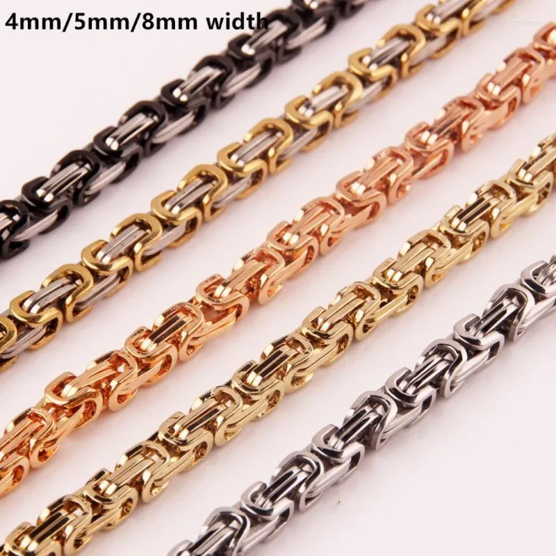 Zincirler 7-40 inç 4/6/8mm 316L Paslanmaz Çelik Erkekler Bizans Kutusu Bağlantı Zinciri Kolye veya Bilezik Banglechains Godl22