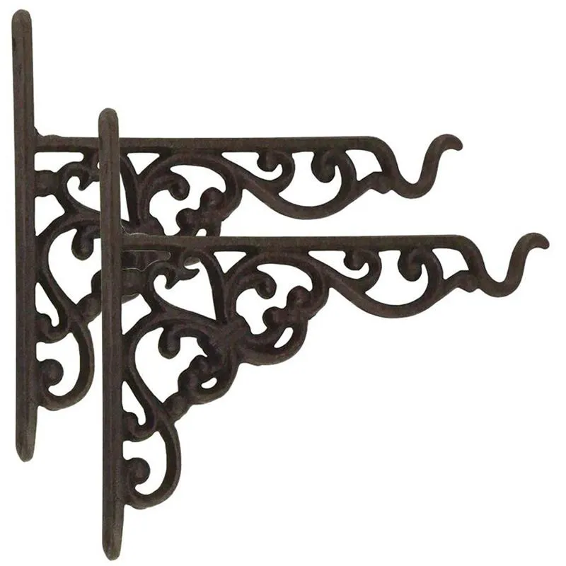 Hooks Rails Pack gietijzeren plantenhanger hangende plantenbakken mand mand haak met schroeven vintage metalen tribunes voor vogelvoeders planterhooks