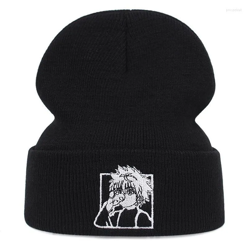 Beretten killua zoldyck winter gebreide hoed katoenen tekenfilms warme skiganie gebreide x schedels unisex mode outdoorberets beretsberets pros22