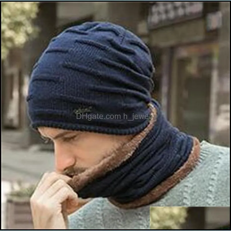 men autumn and winter plus velvet thick warm knitted hats european american woolen hat outdoor hat 20211231 t2