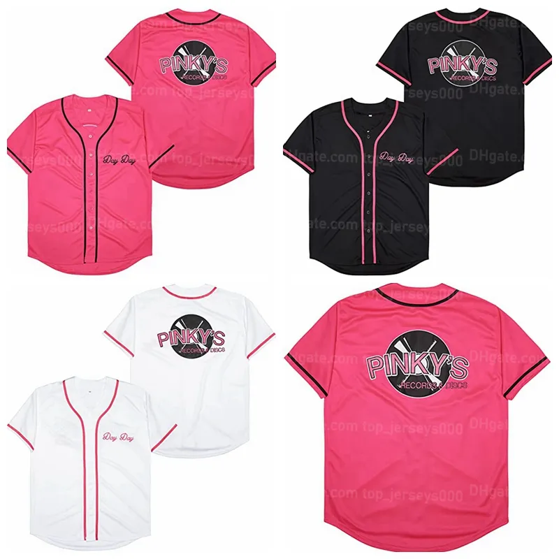 Venerdì prossimo da uomo Pinky's Record Movie Baseball Jersey Anni '90 Hip Hop Cucito Sport Fan Abbigliamento per la festa Nero Rosa Bianco