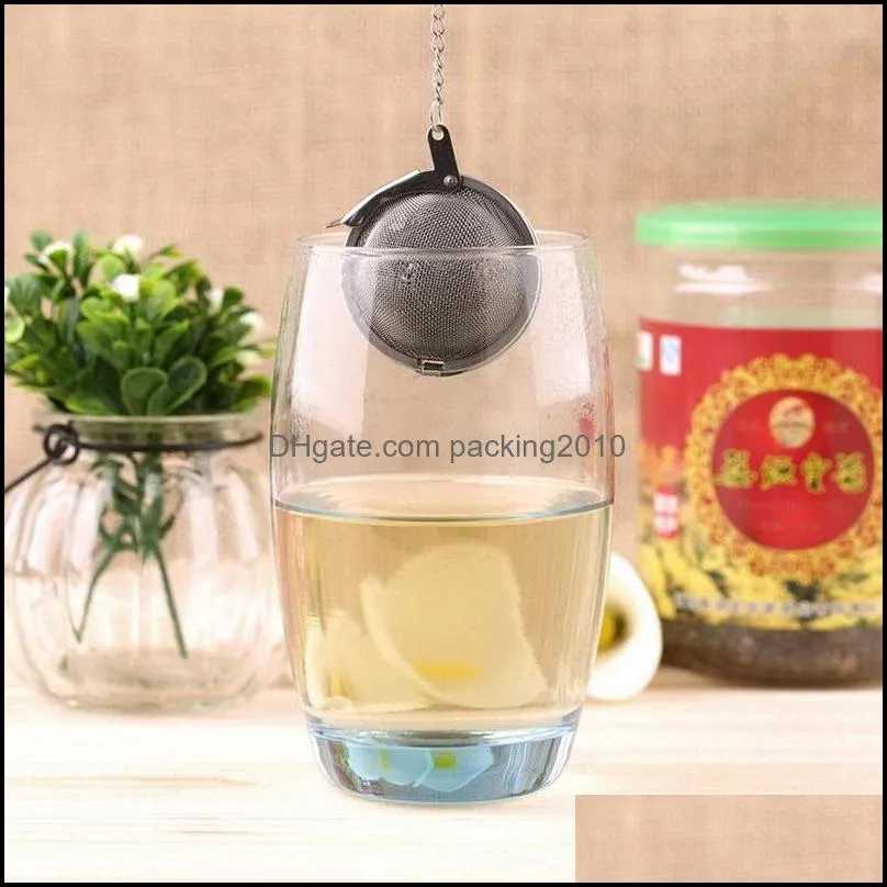 100PCS Teaware Stainless Steel Mesh Tea Ball Infuser Strainer Sphere Locking Spice Tea Filter Filtration Herbal Ball Cup Drink Tools