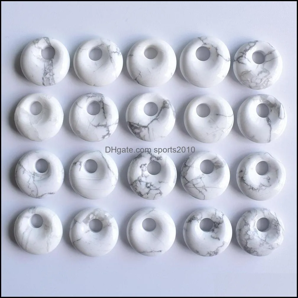18mm assorted natural stone crystals gogo donut charms rose quartz pendants beads for jewelry making wholesale sports2010