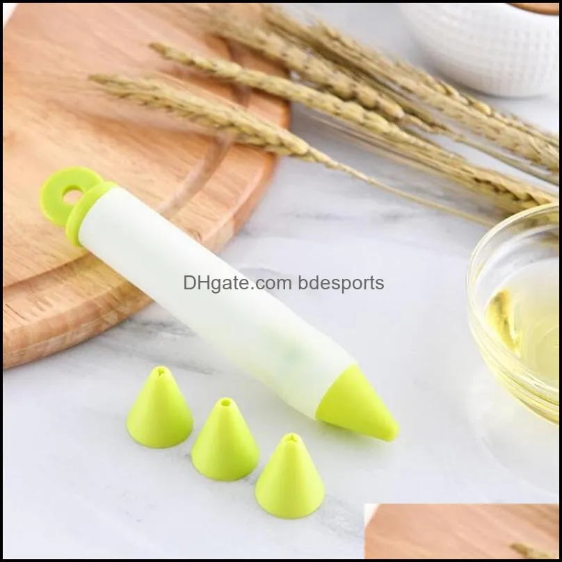 Silicone DIY Food Write Pen Chocolate Decorating Tools Cake Mold Cream Icing Piping Pastry Kitchen Accessories with 4 Nozzles