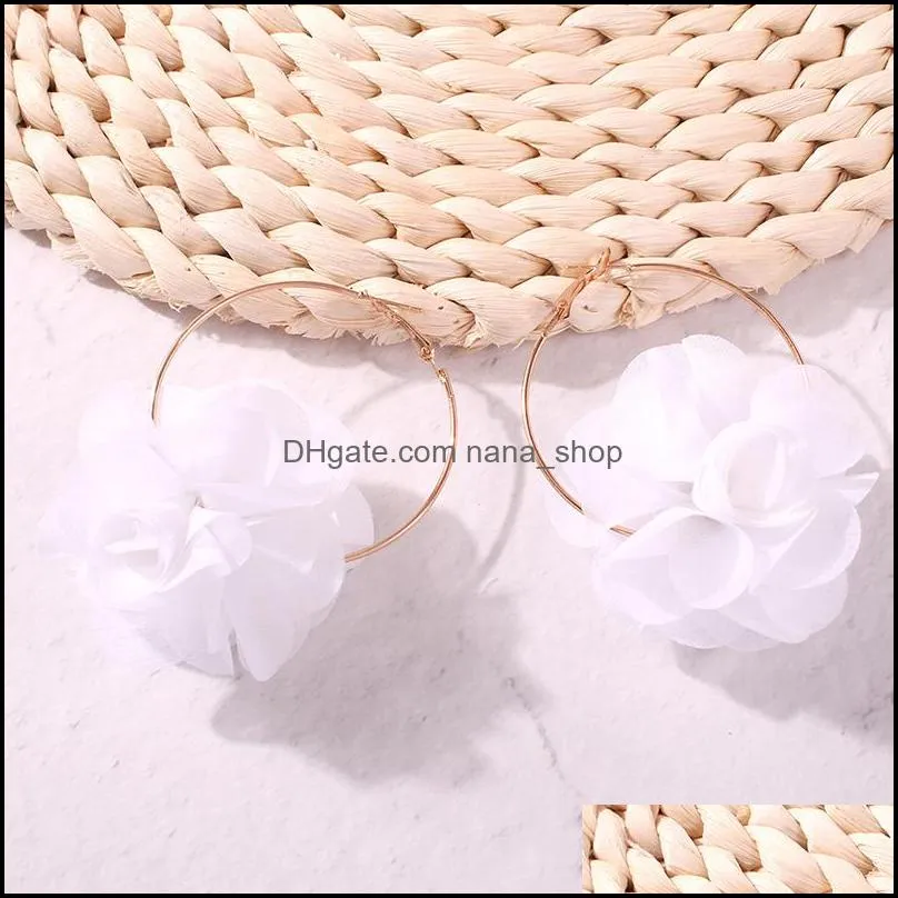 Europe And United States Selling Colorful Flower Earrings Three-Dimensional Flower Bud Mesh Ear Hoops