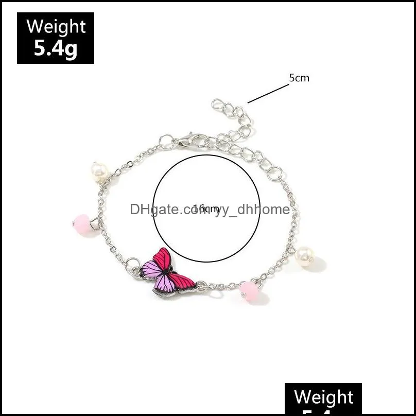 link, chain creative simple fashion sweet epoxy butterfly pendant bracelet women`s jewelry prom valentine`s day gift wholesale