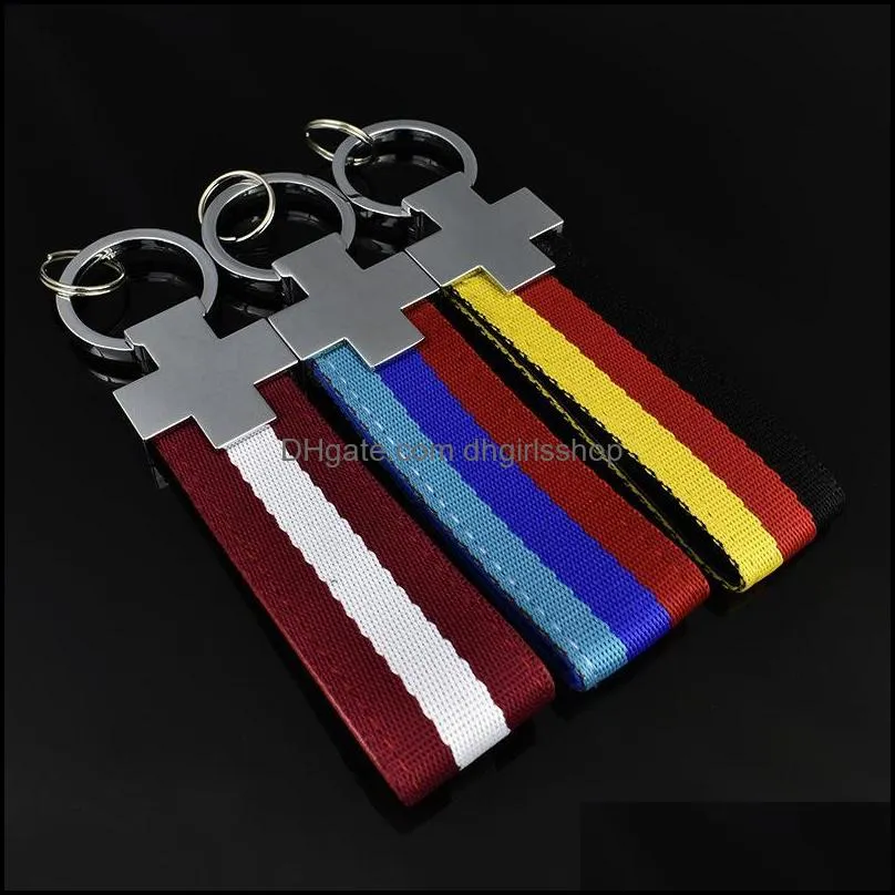 keychains m three-color sports standard german flag pull ring braided metal keychain car advertising key holder tjp-160