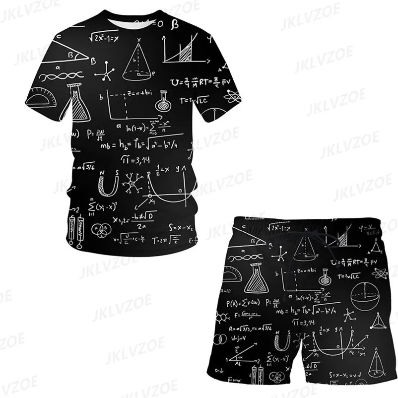 Männer Set Trainingsanzug Für Mann Übergroße Kleidung Mathe Formel T-shirt Shorts Sportswear Herren T-shirts Mode Anzug Sommer Streetwear 220726