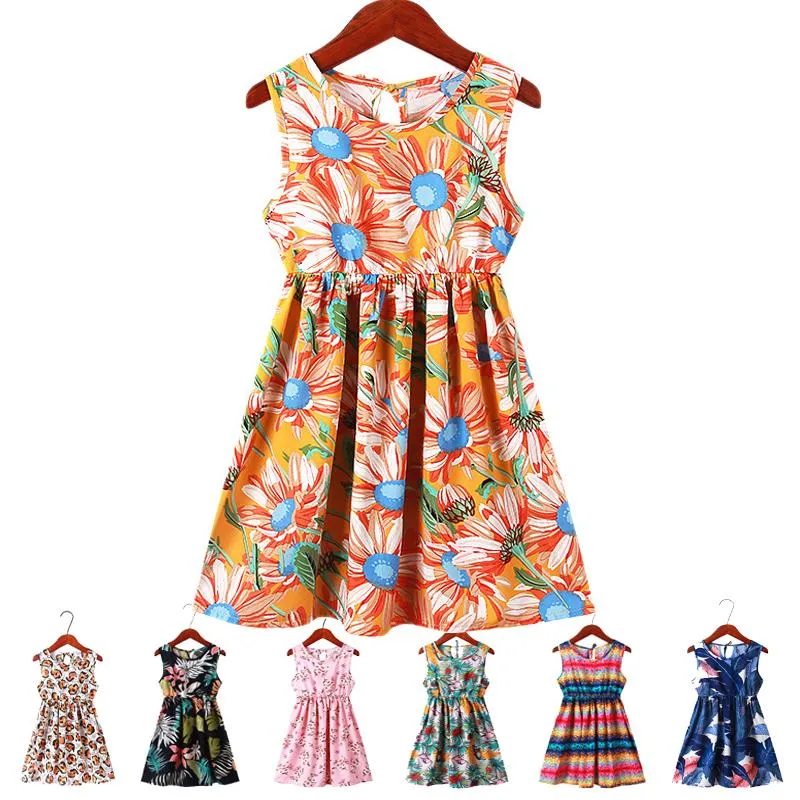 Girl's Dresses Girls Dress Summer Butterfly Floral Print Teenagers for Designer Formal Party Kids Vestido Clothinggirl's