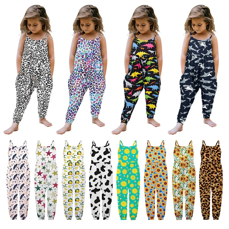 INS Baby Girls Children's summer Rompers kids halter belt shoulder jumpsuit crawl wear Jumpsuits