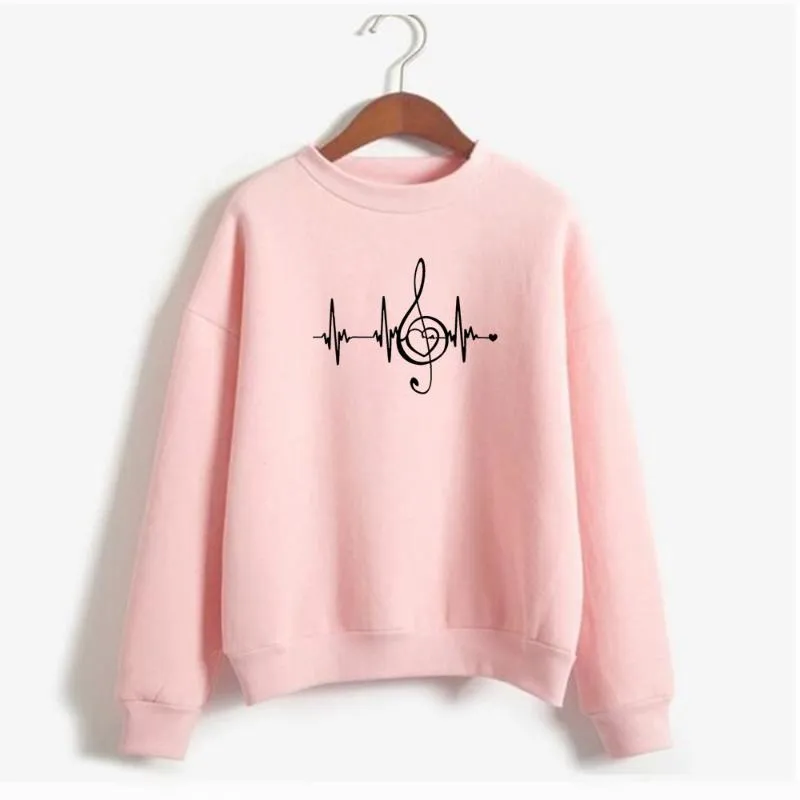 Hoodies voor dames sweatshirts Harajuku Music Heartbeat print herfst en winter schattig voor vrouwelijk/mannelijk grappige casual mouw lange kledinghawomen