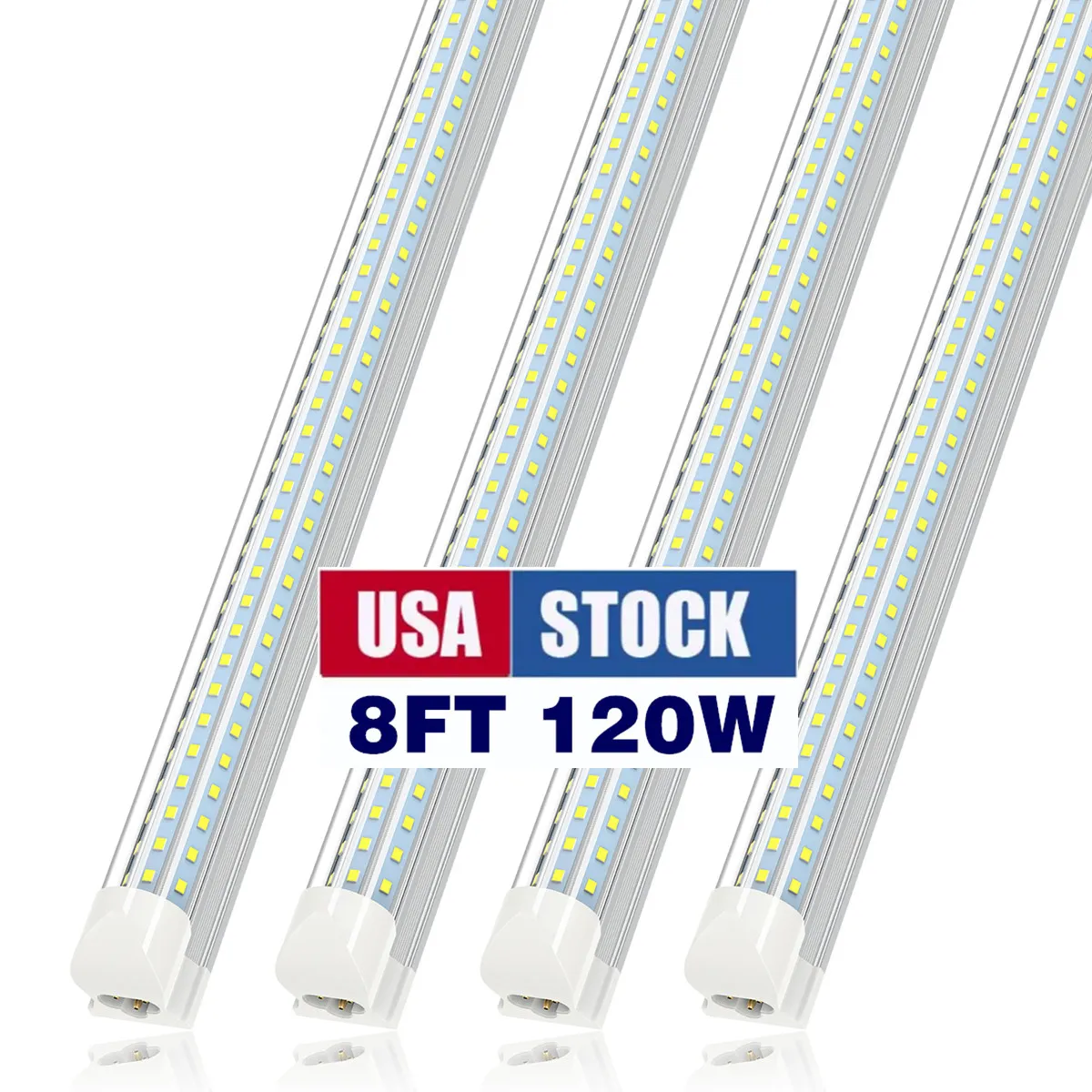 JESLED 8Ft T8 Led Tubes Light 4ft 8ft 120W D Shaped Cooler Door Tube Lighting Freezer 3 Row Shop Lights Fixture