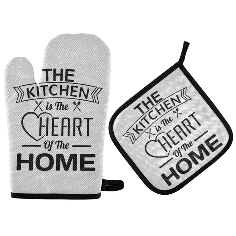 is Heart of the Home Microwave Oven Mitts And Pot Holders Sets Custom Polyester Kitchen Gloves and Mat for Cooking D220704