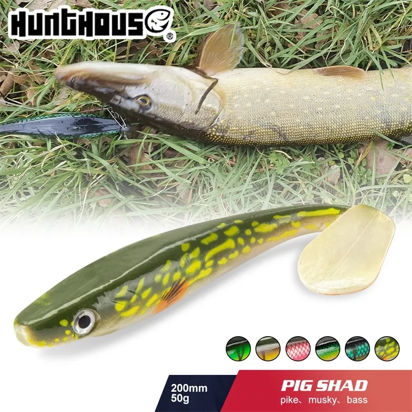 Balıkçılık Kancaları Hunthouse Pro Domuz Gölgeli Pike Cazibesi 120mm150mm200mm 50g Boya Baskı Cazet Kürek Tail Shad Silikon Çorba Leurre Doğal Musky 220830