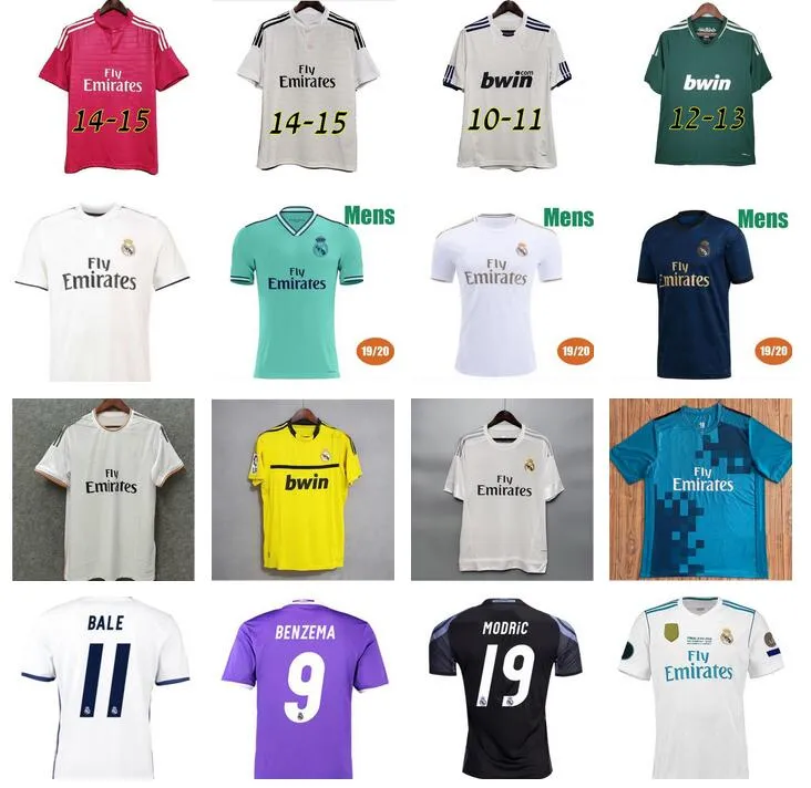 Bale Benzema Motric Isco Retro Soccer Jerseys 10 11 12 13 14 15 16 17 17 18 19 20 Ronaldo Sergio Ramos Marcelo James Black Dragon Vintage Chemise Bale Kroos Football classique