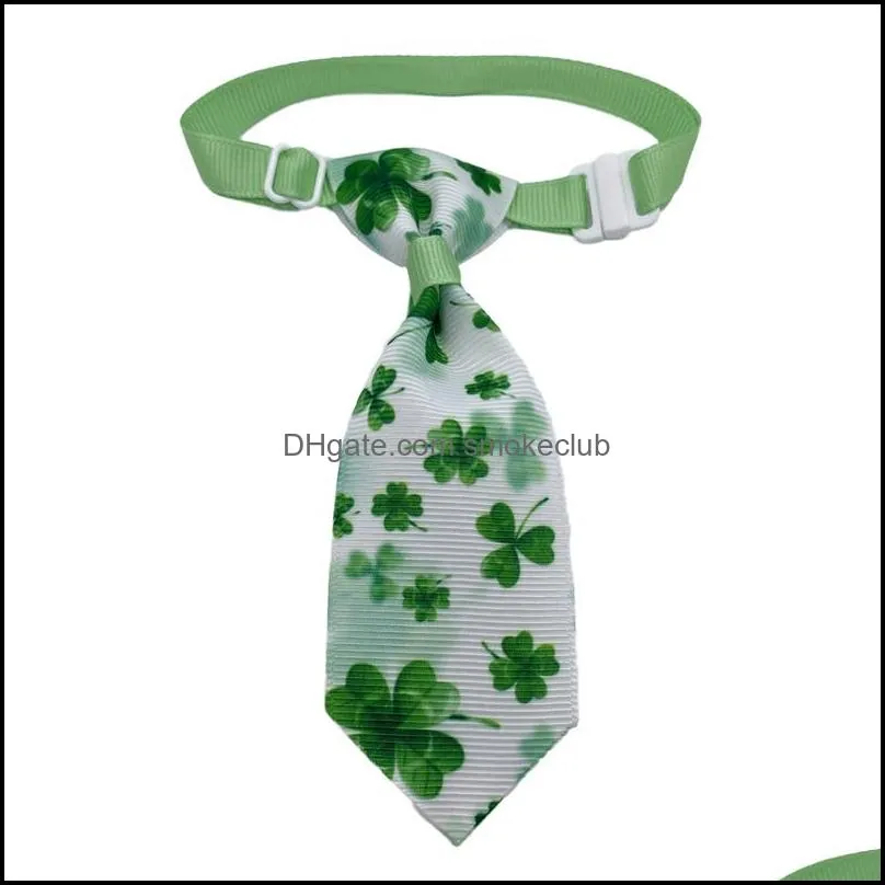 St. Patrick`s Day Dog Bowtie Lucky Green Clovers Patterns Irish Festival Holiday Party Pets Supply LLB14124