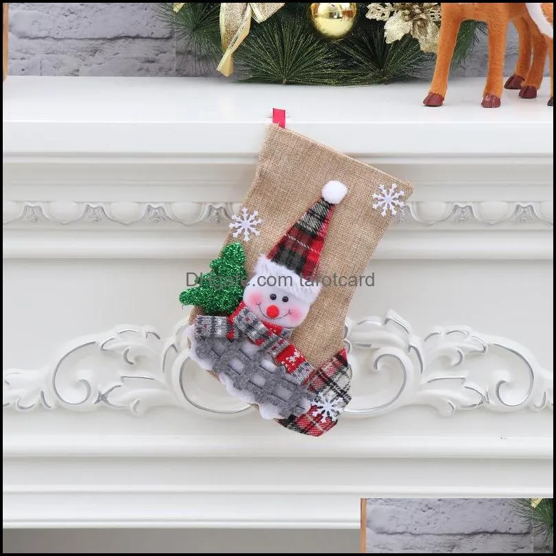 Santa Claus Cartoon Stockings Snowman Elk Cartoons Socks Christmas Candy Gift Bag Hanging Decorations Props Party Supplies BH4873 WLY