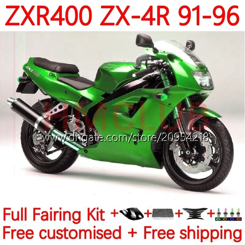 Body Kit Voor KAWASAKI NINJA ZXR 400 CC ZX-4R ZXR400 91 92 93 94 95 96 Kuipdelen 19No.122 ZX4R 400CC ZX 4R ZXR-400 1991 1992 1993 1994 1995 1996 ABS Volledige Stroomlijnkappen metaal groen