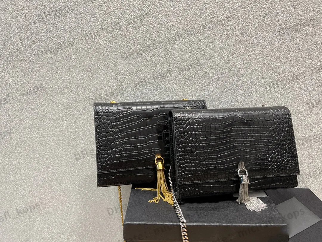 Bolsa de moda feminina de designer com estampa de crocodilo 2022 nova corrente de ombro único com franja tendência clássica bolsa tiracolo