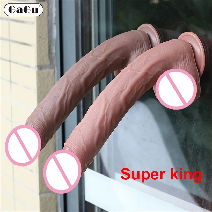 35CM Realistisk Silikon Dildo Svart Stor Penis Sexleksak För Män Kvinnor Med Tjock Glans Real Dong Kraftfull Sugkopp Styv kuk 220318