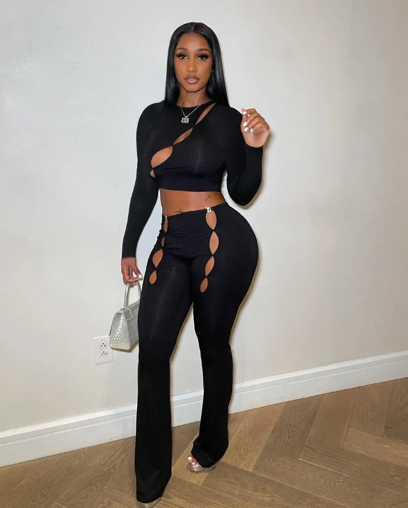 Women's Two Piece Pants Sexy Tracksuit Set Women Trouser Suits Bodycon Woman 2 Pieces Female Elegant Clothing Pant Suit Summer Rave OutfitWo