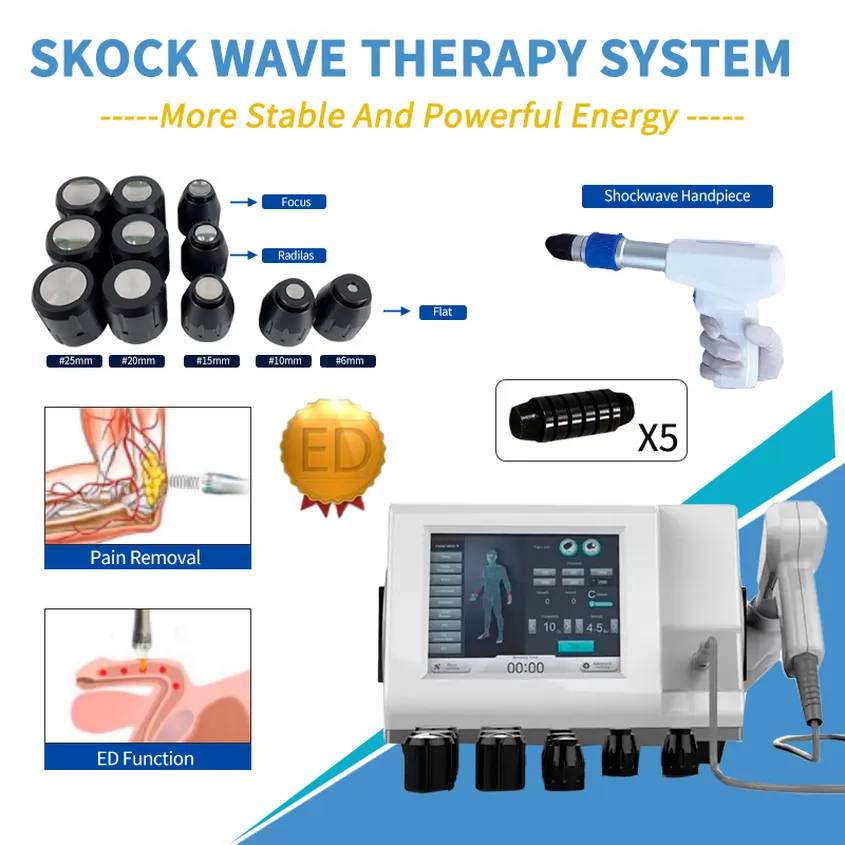 Máquina de adelgazamiento, dispositivo de terapia de ondas de choque efectiva, terapia de ondas de choque acústicas, alivio del dolor, equipo Ed