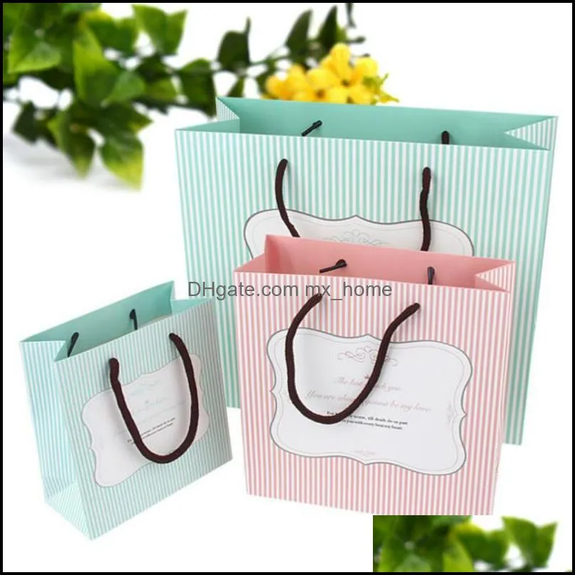 striped gift wrap senior kraft paper bags festival packing bag shopping diy multifunction candy food 