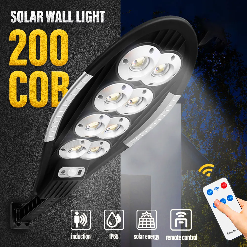 Lampes solaires LED Super lumineuses, imperméables, COB, éclairage d'extérieur, avec télécommande, capteur de mouvement, applique murale, pour jardin, clôture de chemin