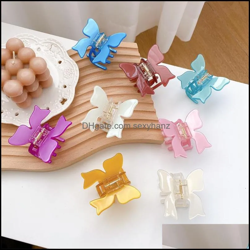 bright face stereoscopic butterfly hair clamp length 5.7 cm medium size hair claw clips european acetic acid animals hairpins ponytail