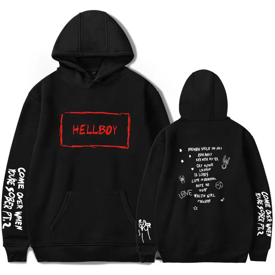 Lil Peep Hellboy Hoodies Hommes / Femmes À Capuche Streetwear Sweats Lil Peep Fans À Capuche Harajuku Hip Hop Vêtements Surdimensionné À Capuche Y0121